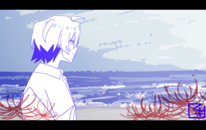 ウミネコと彼岸花